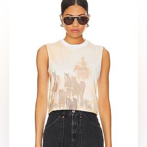 RE/DONE ‘Baby Muscle Tank Cowboy’ Western Graphic Sleeveless Top